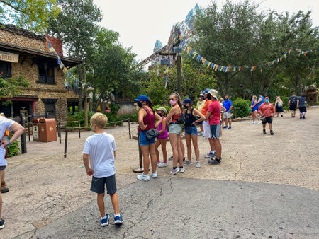 orlando, FL USA -July 18,, 2020: People walking around Animal Kingdom at  Walt Disney World  in Orlando, Florida.のeditorial素材