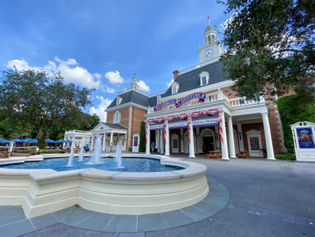 Orlando, FL USA-  August 3, 2020: The American Adventure Pavillion at EPCOT  in Walt Disney World in Orlando, Florida.のeditorial素材
