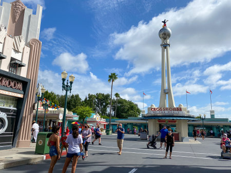 Orlando, FL USA- August 31, 2020: People walking around Hollywood Studios Walt Disney World in Orlando, Florida.のeditorial素材