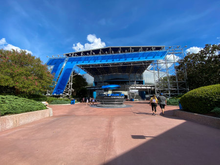 Orlando, FL USA-  August 3, 2020: The Test Track ride EPCOT  in Walt Disney World in Orlando, Florida.のeditorial素材