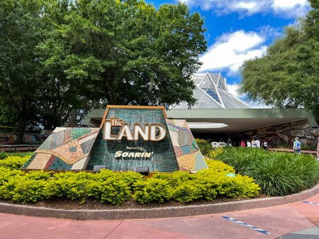 Orlando, FL USA - April 27, 2021:  The entrance of the Land Pavillion at EPCOT in Disney World...