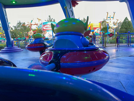 Orlando, FL USA-November 28, 2020: An Alien Swirls ride at Toy Story Land in Hollywood Studios Walt Disney World in Orlando, Florida.のeditorial素材