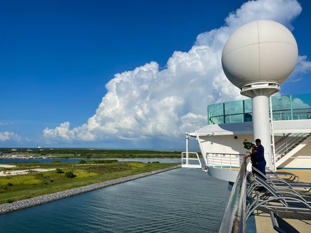 Port Canaveral, FL USA - September 13, 2021:   A view of the shipping and cruise Port Canaveral near...