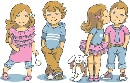 Boy & Girl illustrationのイラスト素材