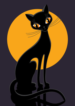 black cat illustration.のイラスト素材