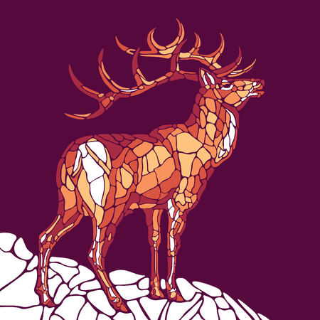 Mosaic deer illustration.のイラスト素材