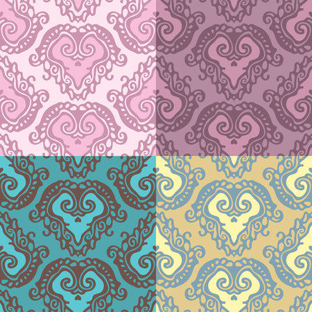 lace seamless pattern with heartのイラスト素材