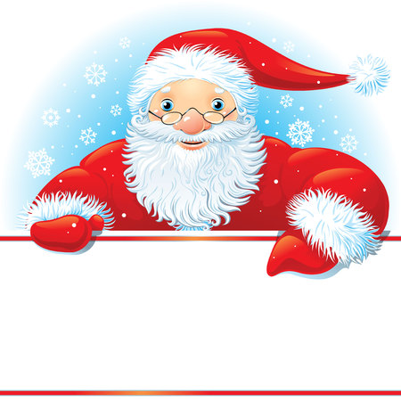 Santa with copy space on a background with snowflakesのイラスト素材