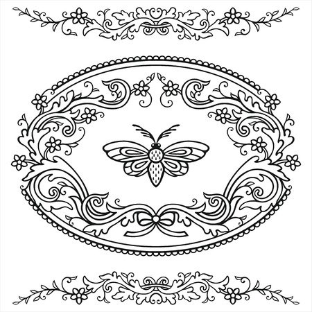 Festive frame and elements in vintage styleのイラスト素材