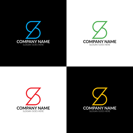 Vector illustration. Letter S logo, icon flat and vector design template. The letter s logotype for brand or company with text.のイラスト素材