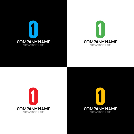 Vector illustration. Letter 1 and 0 logo, icon flat and vector design template. Monogram the one and zero logotype for brand or company with text.のイラスト素材