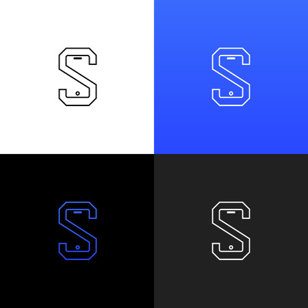 Linear mobile phone logo with letters S.のイラスト素材