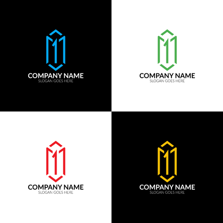 Colorful box logo with number one. Vector illustration box 1, logotype, icon, sign, symbol.のイラスト素材
