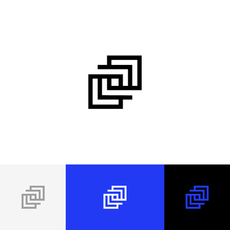 Sign, symbol of geometric square. Vector abstract logo square illustration, icon with blue color.のイラスト素材