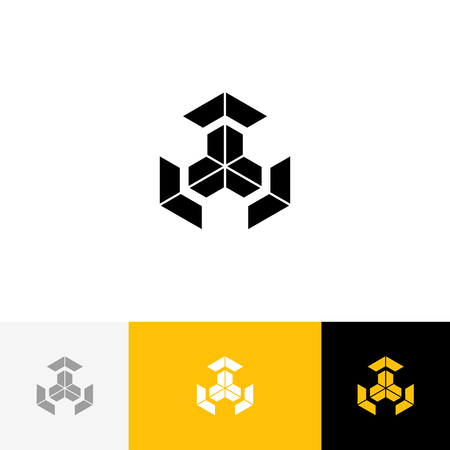 Cube vector logo. Logotype, icon, symbol, sign from letters cube. Flat logotype design with yellow color for company or brand.のイラスト素材