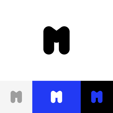 M vector. Logo, icon, symbol, sign from letters m. Flat logotype design with blue color for company or brand.のイラスト素材