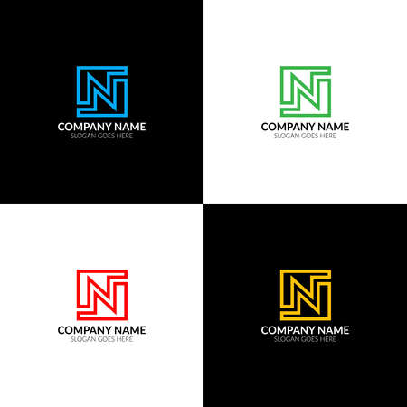 Letter N vector illustration, icon flat and vector design template. The letter n icon for brand or company with text.のイラスト素材