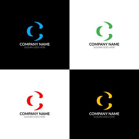 Vector illustration. Letter c logo, icon flat and vector design template. The inversion letter c logotype for brand or company with text.のイラスト素材