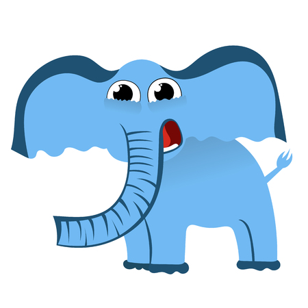 Cartoon cute character of little blue elephant. Vector illustrationの写真素材
