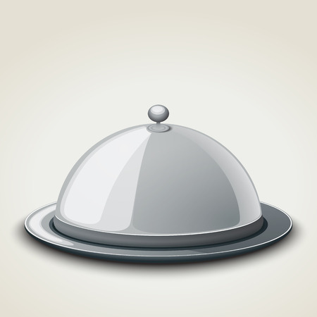 Grey kitchen tray for restaurant, icon, isolated on white. Vector illustration.のイラスト素材