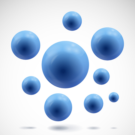 Abstract glossy 3d volume of a spheres isolated on white. Vector illustration.の写真素材