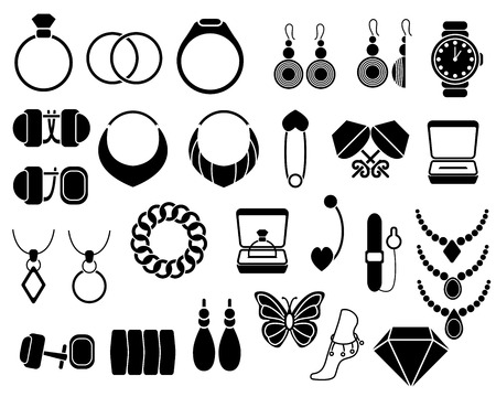 Jewelry icons set for your site, isolated on white. Vector Illustration.の写真素材