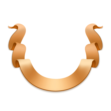 Gold congratulatory celebration ribbon on white background. Vector illustration.の写真素材