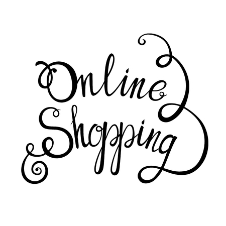 Online shopping lettering concept background for your design. Vector illustrationの写真素材