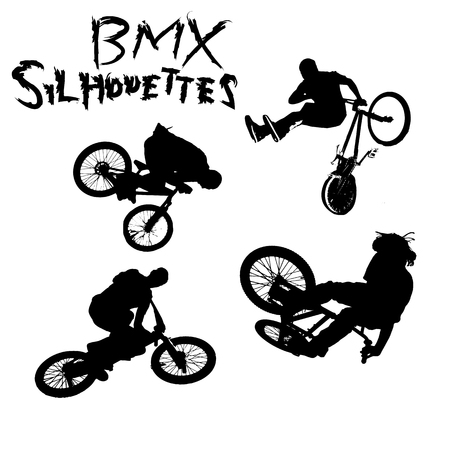 BMX silhouette on white background. Vector illustrationのイラスト素材