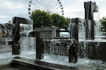 Water Fountain at Waterfront Park Seattle Washington USAの写真素材