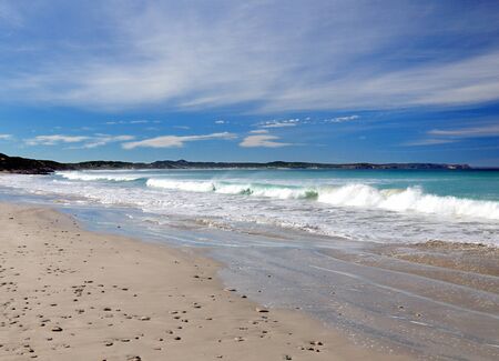 Waves At Lonesome Vivonne Bay Beach Kangaroo Island SA Australiaの写真素材