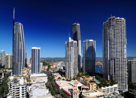 Bird's Eye View To Skyscrapers In Surfers Paradise Gold Coast Queensland Australiaのeditorial素材