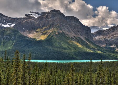 Overwhelming View To The Hector Lake At The Icefield Parkway Banff National Parkの写真素材