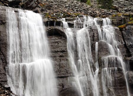 Long Time Exposure Of Seven Veils Falls At Lake O'Hara Yoho National Parkの写真素材