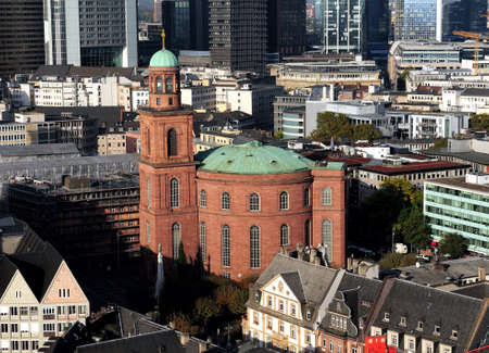 Aerial View To The Famous Cathedral Paulskirche In Frankfurt Am Main Hesse Germany On A Beautiful Autumn Dayの写真素材