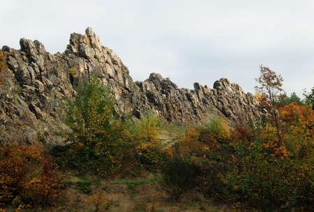 The Eschbach Cliffs Hesse Germany On A Beautiful Sunny Autumn Dayの写真素材