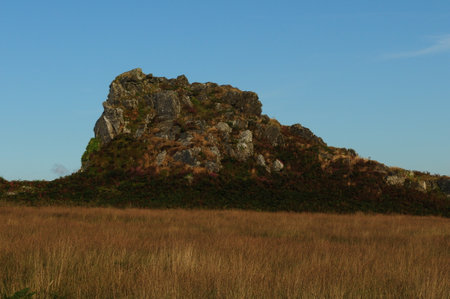 Giant Rock At Parc Naturel Regional d'Armorique In Bretagne France On A Beautiful Sunny Summer Day With A Few Clouds In The Skyの写真素材