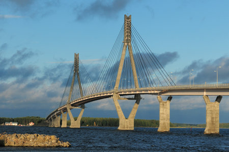 Replot Bridge On Kvarken Islands Finland On A Beautiful Sunny Summer Day With A Clear Blue Skyの写真素材