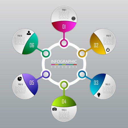 Business concept with 6 options, parts, steps or processes.のイラスト素材