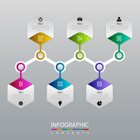 Business concept with 6 options, parts, steps or processes.のイラスト素材