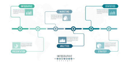 Infographic timeline template can be used for chart, diagram, web design, presentation, advertising, history. Vector infographic illustrationのイラスト素材