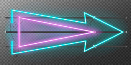 neon arrow. Neon sign, icon, banner with flash light. vector illustrationのイラスト素材