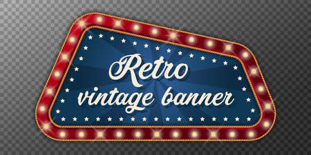 neon vintage banner. retro light sign. vector illustration.のイラスト素材