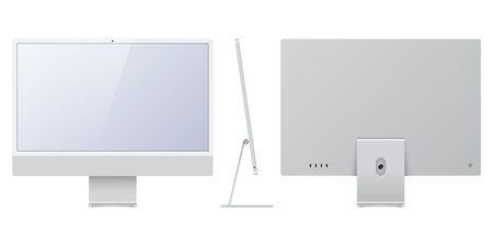 Realistic computer monitor, screen isolated on white background. vector illustrationのイラスト素材