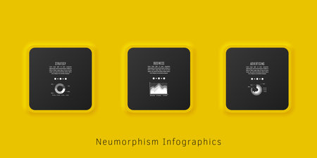 Neumorphism infographics template for chart, diagram, web design, presentation, workflow layoutのイラスト素材