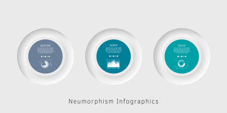 Neumorphism infographics template for chart, diagram, web design, presentation, workflow layoutのイラスト素材