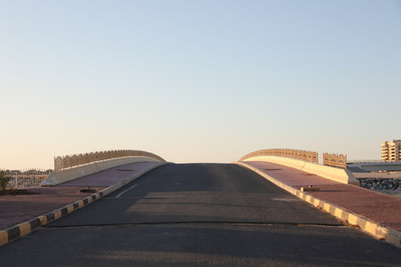 bridge in the blue sky, closeup of photo with soft focusの写真素材