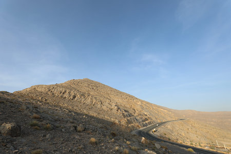 Mountain road in the Negev Desert in Israel, Middle Eastの写真素材