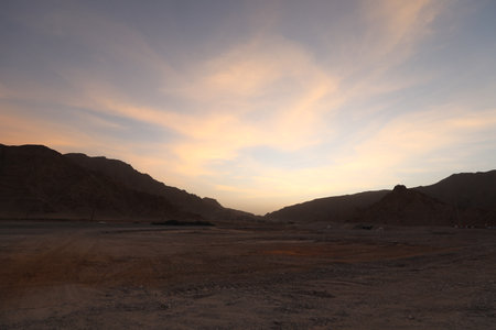 Sunset in the desert of Egypt, Sharm El Sheikh.の写真素材