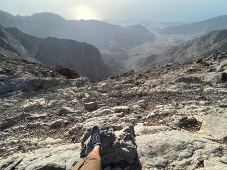 Hiking in the mountains in the summer. Trekking in the mountains.の写真素材